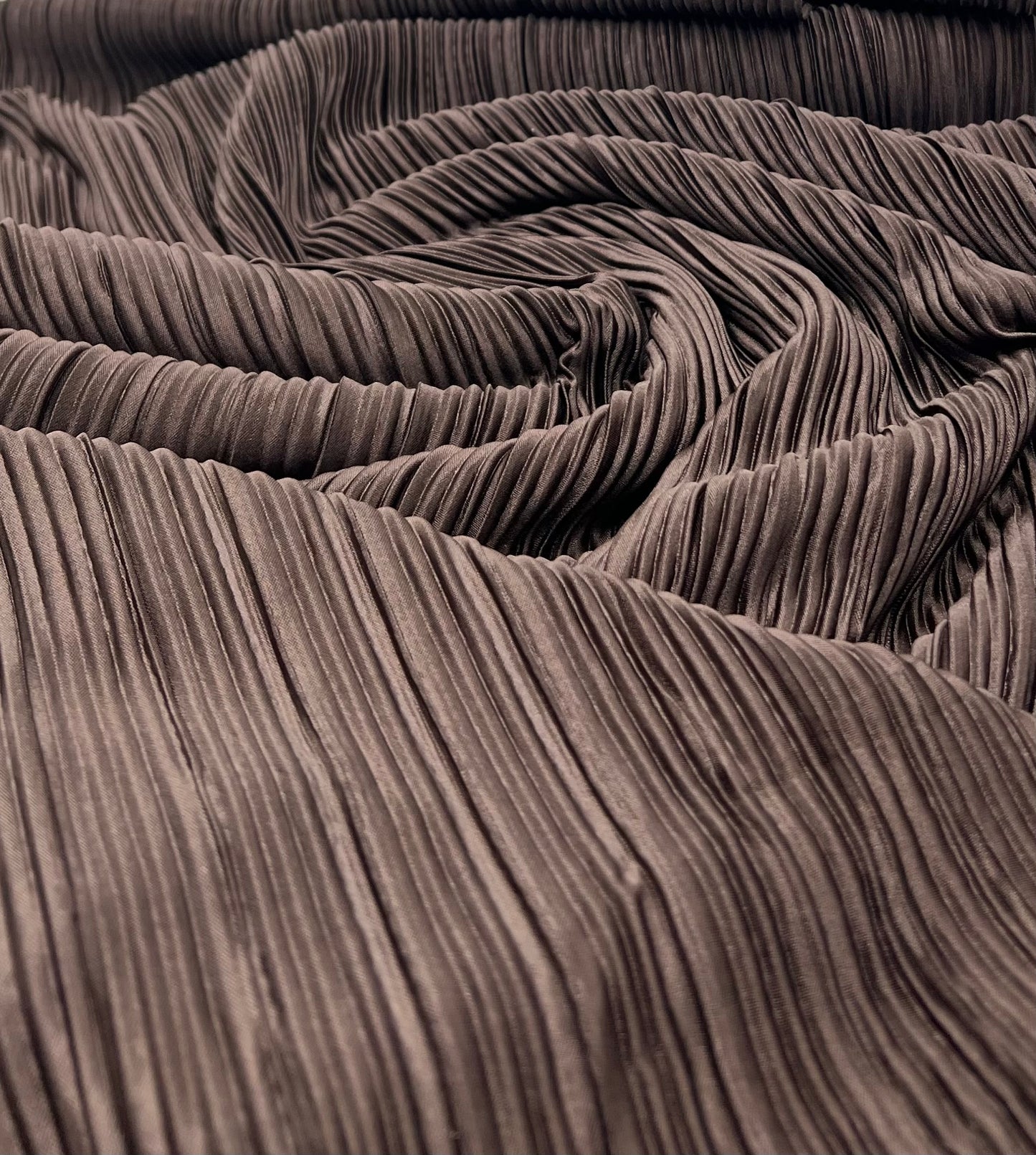 Chocolate Brown Plisse Pleated 2 Way Stretch Fabric