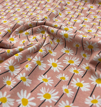 Daises Print Cotton Stretch Jersey 200 GSM 95/5 Lycra 4 Way Stretch