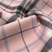 Pink Check Scuba Foam 3D Mono Jersey Fabric 2 Way Stretch