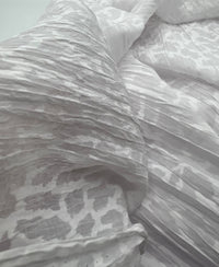 White Animal Crinkled Lightweight Non Stretch Woven Fabric