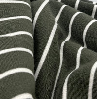 Khaki Green Knitted Horizontal Stripe 2 Way Stretch Fabric