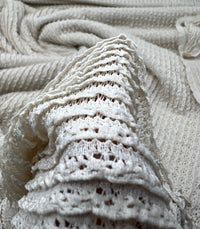 Natural Ruffle Crochet Frill Knitted Stretch Fabric 300GSM