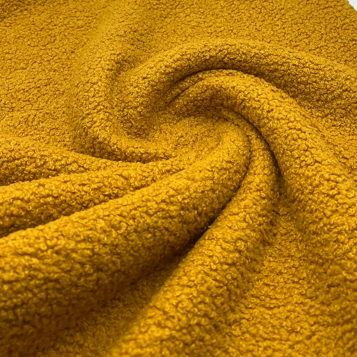 Ochre Mustard Luxury Sherpa Curl Fleece Fluffy Faux Fur Fabric