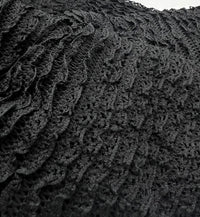Black Ruffle Crochet Frill Knitted Stretch Fabric 300GSM