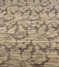 Brown Floral Crinkled Lightweight Non Stretch Fabric