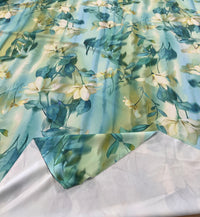 Green Floral Printed Scuba Crepe Jersey Fabric 2 Way Stretch