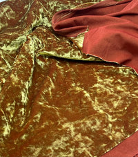 Lime Green Rust Two Tone Crushed Velour Spandex Stretch Fabric