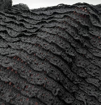Black Ruffle Crochet Frill Knitted Stretch Fabric 300GSM
