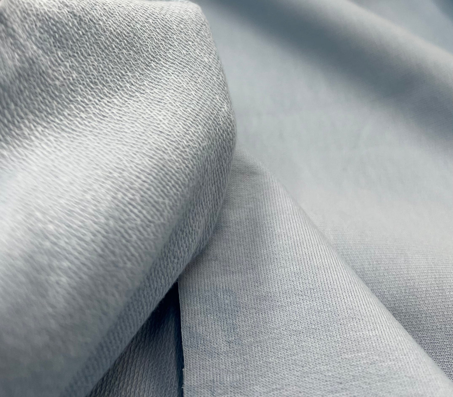 Sky Blue French Terry Loopback Cotton Jersey 230 GSM 95/5 Lycra 4 Way Stretch
