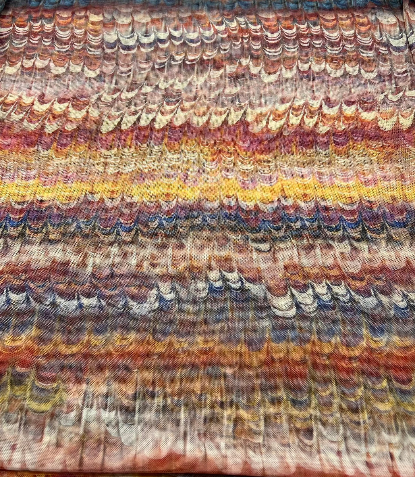 Feather Colourful Stripe Print Mesh Fabric Stretch