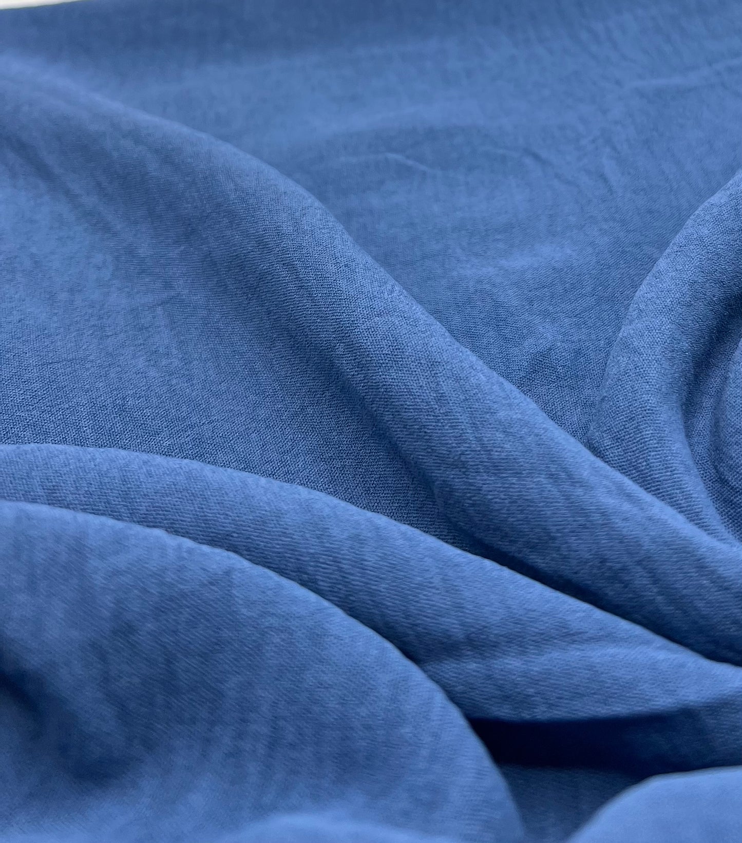 Plain Denim Blue Ocean Crepe Stretch Fabric Non Stretch