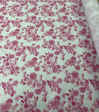Pink Flower Scuba Foam 3D Mono Jersey Fabric 2 Way Stretch