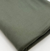 **SALE** Khaki Green Cotton Stretch Jersey 200 GSM 95/5 Lycra 4 Way Stretch
