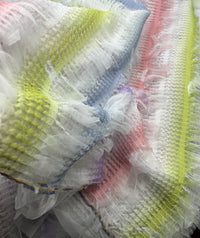 Multi Stripe Textured Mesh Tassel Fabric 2 Way Stretch