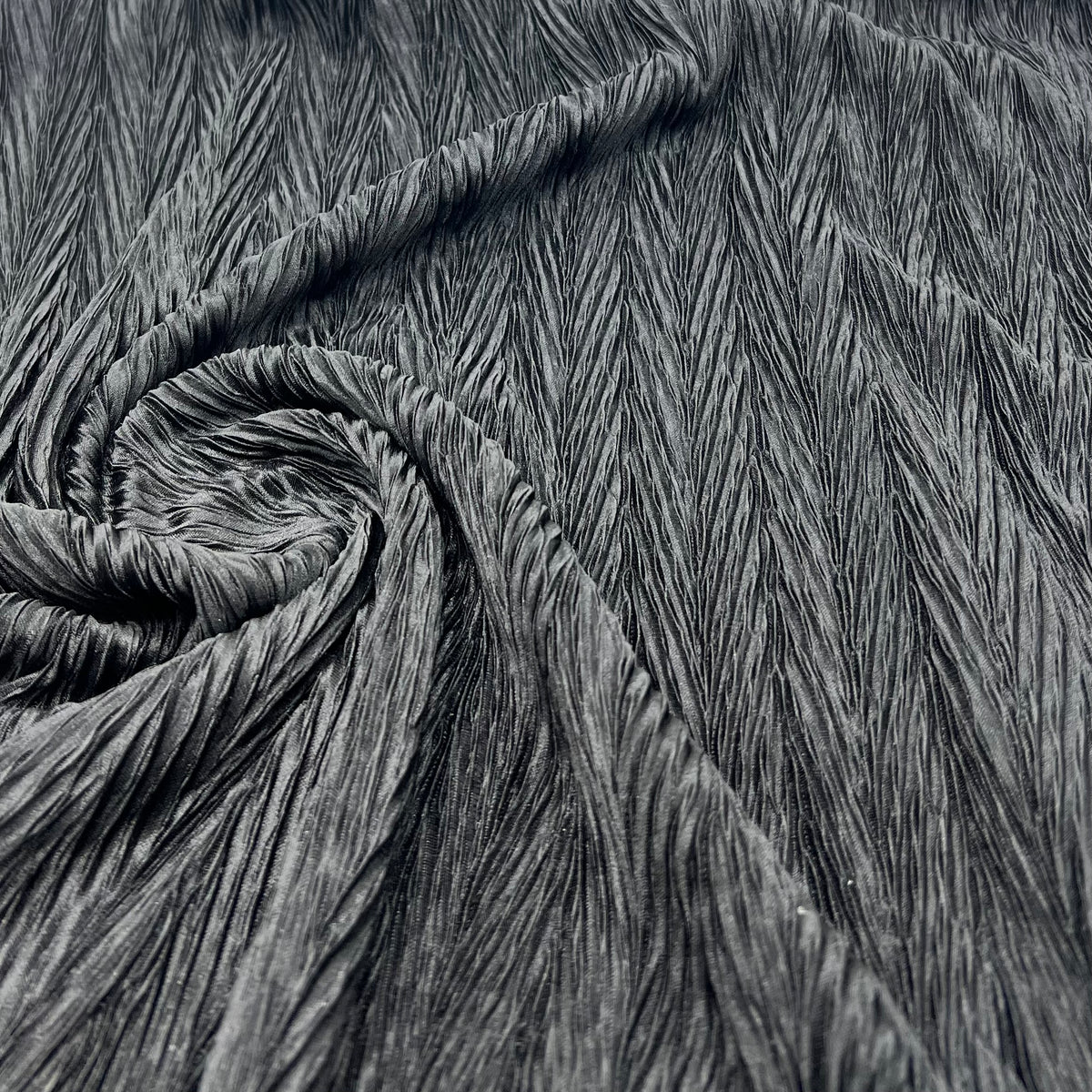 Black Wave Plisse Pleated Stretch Fabric