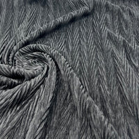 Black Wave Plisse Pleated Stretch Fabric