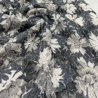Light Grey Ivory Floral Lace Fabric Stretch