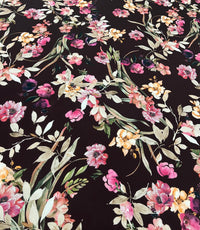Brown Floral Scuba Foam 3D Mono Jersey Fabric 2 Way Stretch