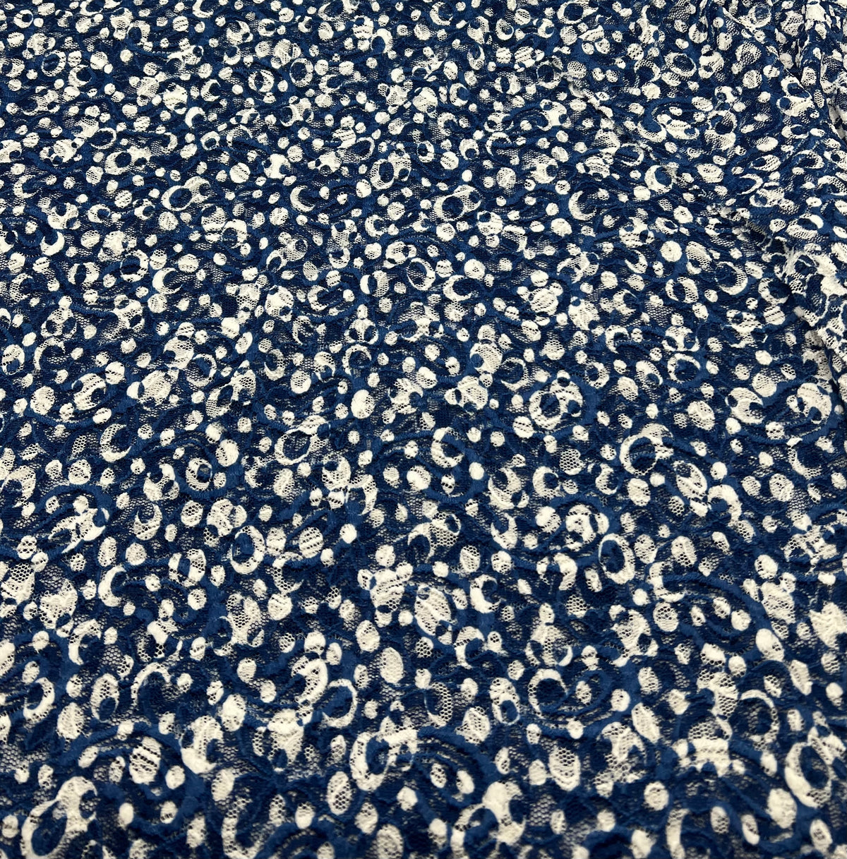 Blue & Cream Abstract Spot Fabric Stretch