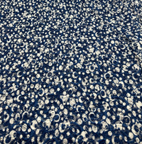 Blue & Cream Abstract Spot Fabric Stretch