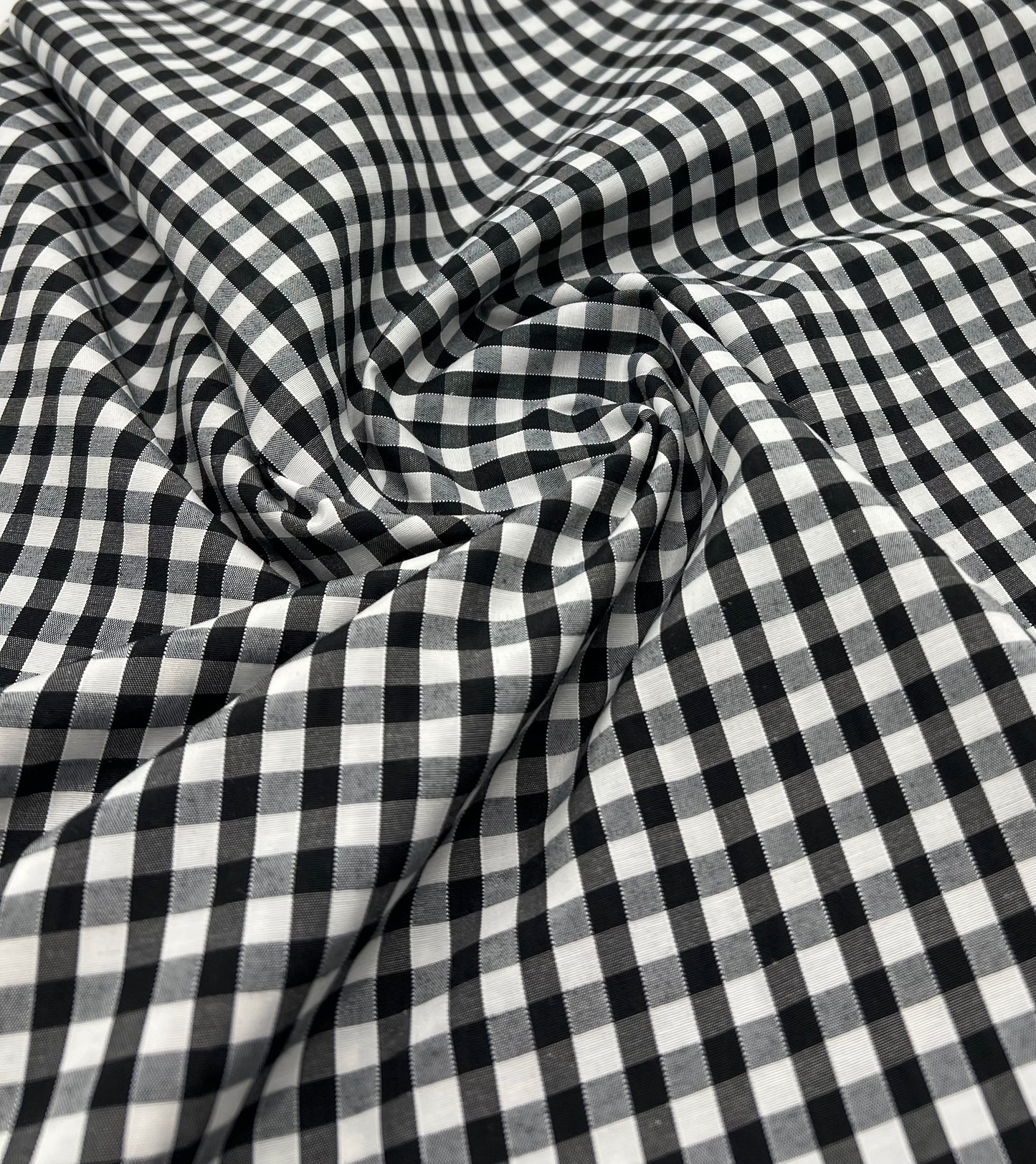 Black Gingham Printed Polycotton 90 GSM 80/20 44 Inch Non Stretch