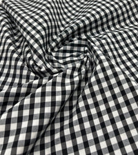 Black Gingham Printed Polycotton 90 GSM 80/20 44 Inch Non Stretch