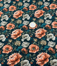 Vintage Roses Print Cotton Stretch Jersey 200 GSM 95/5 Lycra 4 Way Stretch