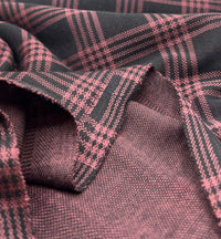 Burgundy Check Jacquard 2 Way Stretch Fabric