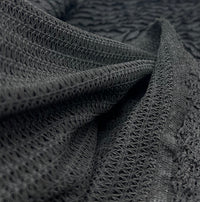Black Ruffle Crochet Frill Knitted Stretch Fabric 300GSM