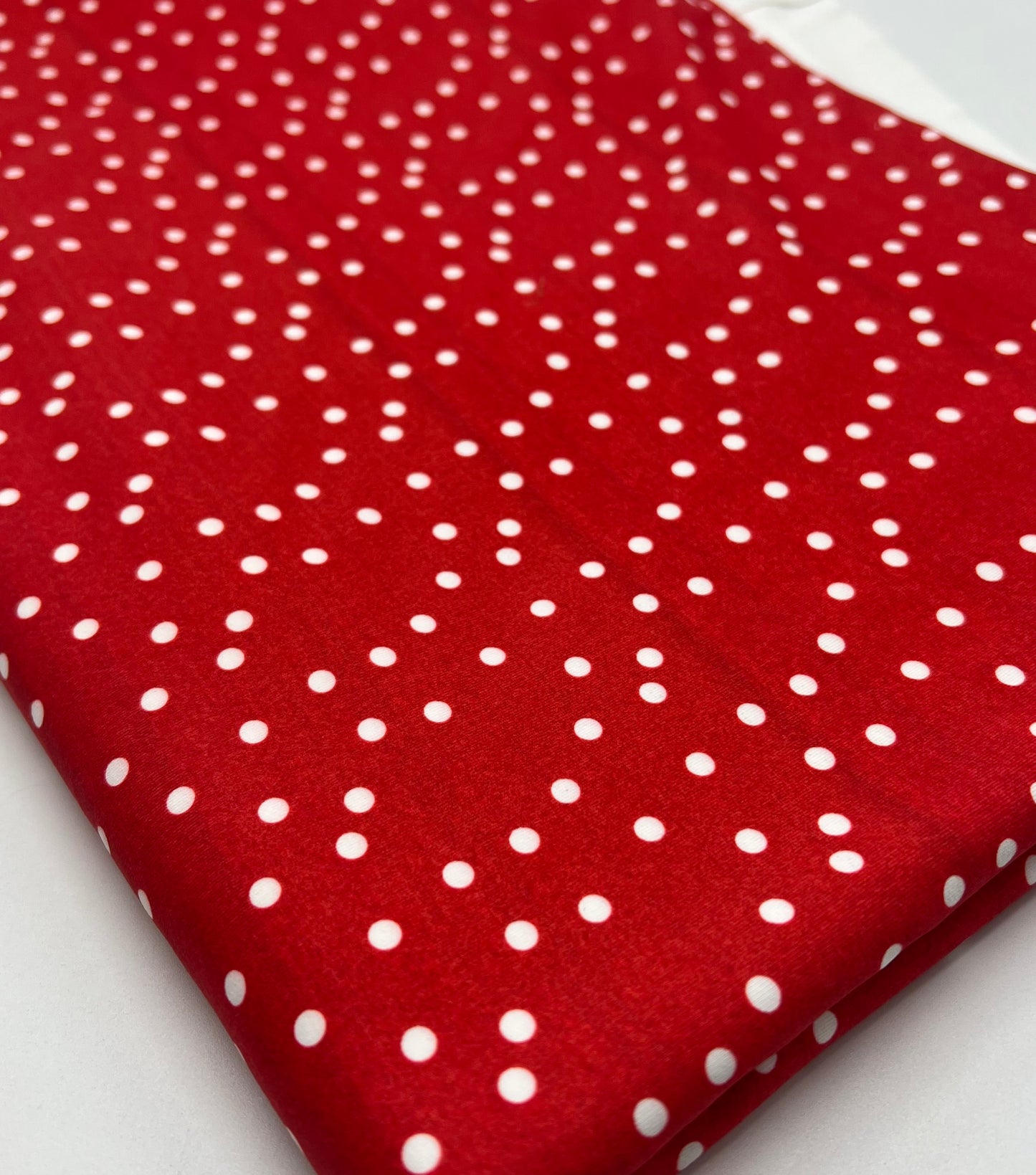 Red Polka Stretch Jersey 220GSM 4 Way Stretch Fabric (Slightly Faulty)