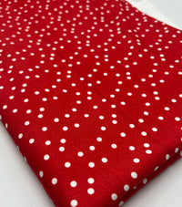 Red Polka Stretch Jersey 220GSM 4 Way Stretch Fabric (Slightly Faulty)