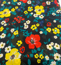 Black Floral Printed Chiffon Dress Fabric