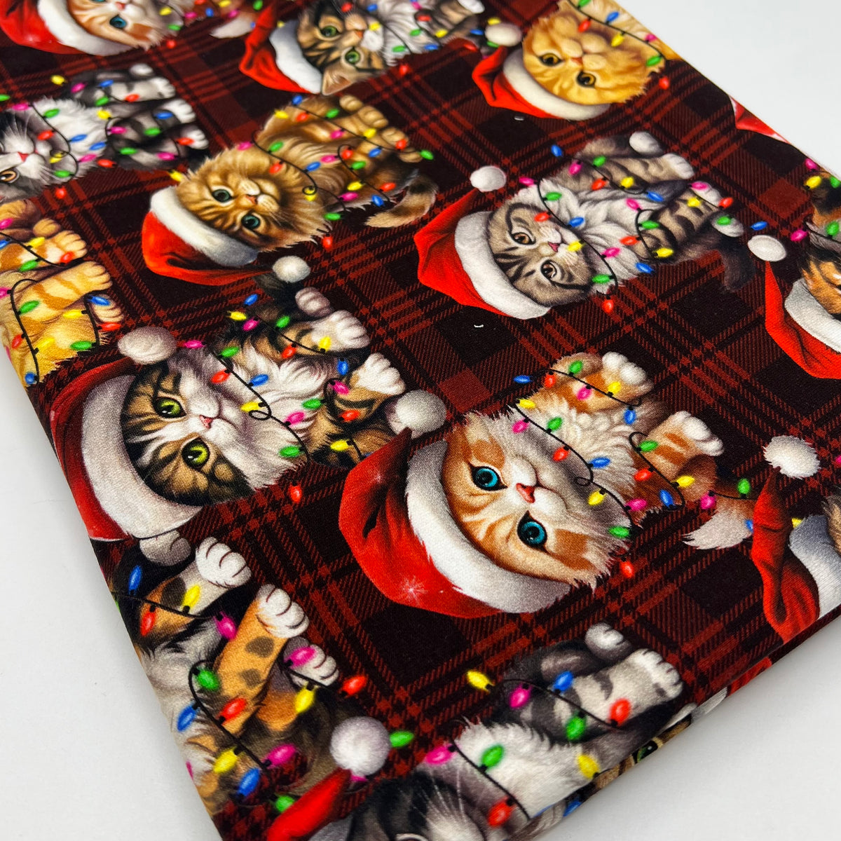 Festive Cats French Terry Loopback Cotton Jersey Lycra 4 Way Stretch