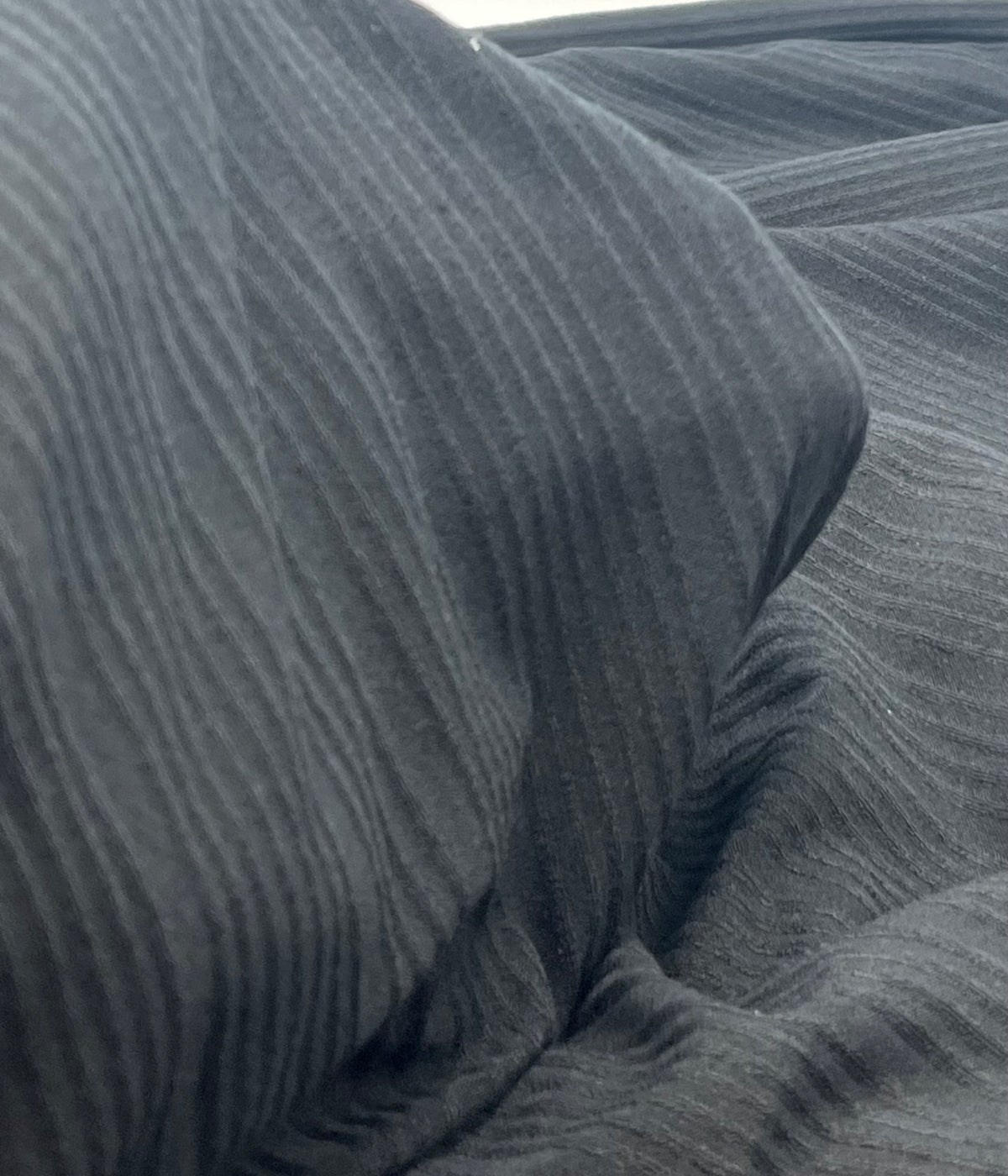 Black Textured Stripe Rib Stretch Fabric