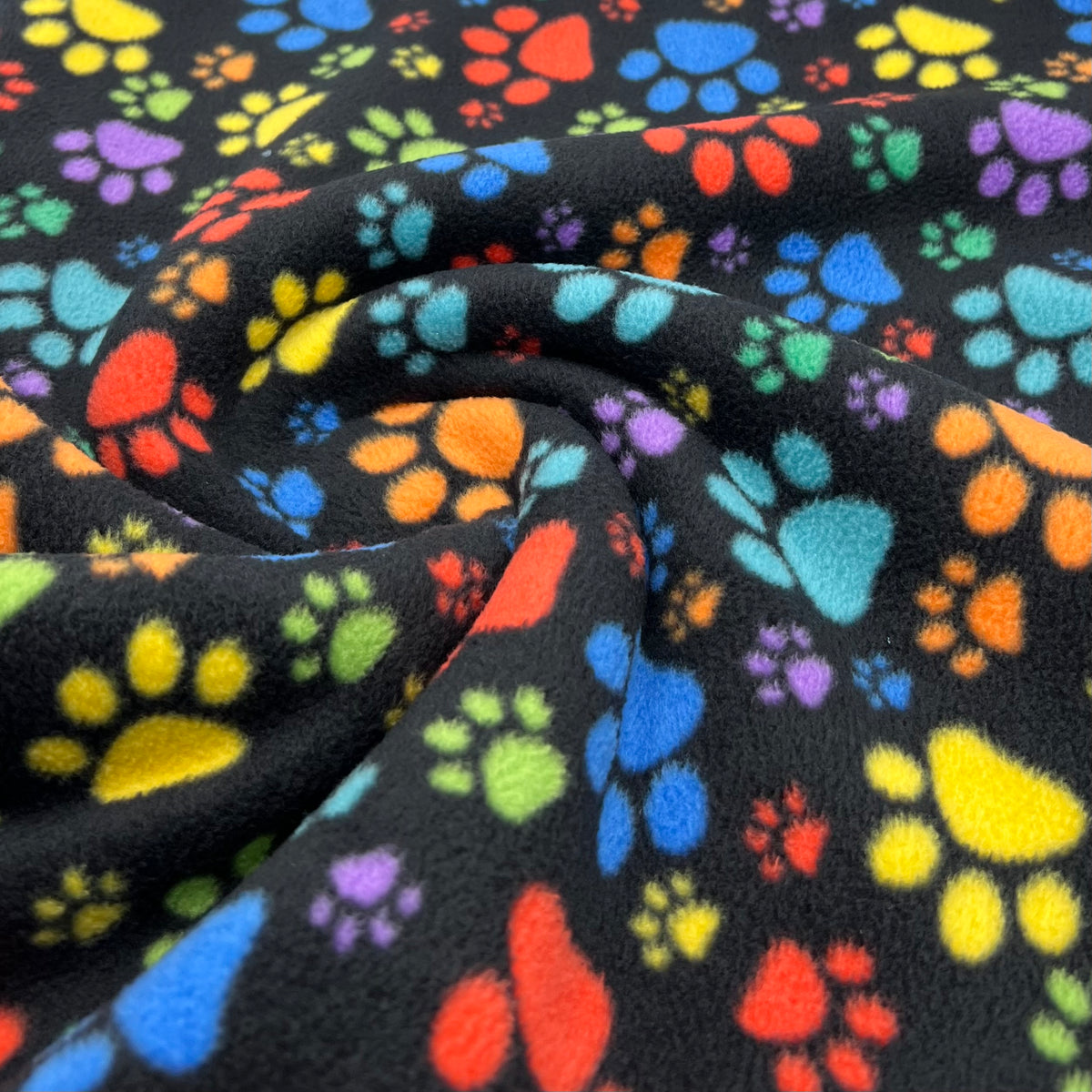 Rainbow Paw Printed Anti-Pil Polar Fleece Fabric Blanket Loungewear