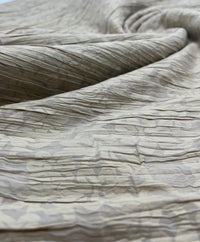 Beige Floral Crinkled Lightweight Non Stretch Woven Fabric