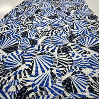 Blue Navy Abstract Lace Fabric Stretch