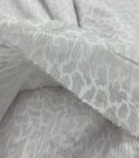 White Animal Crinkled Lightweight Non Stretch Woven Fabric