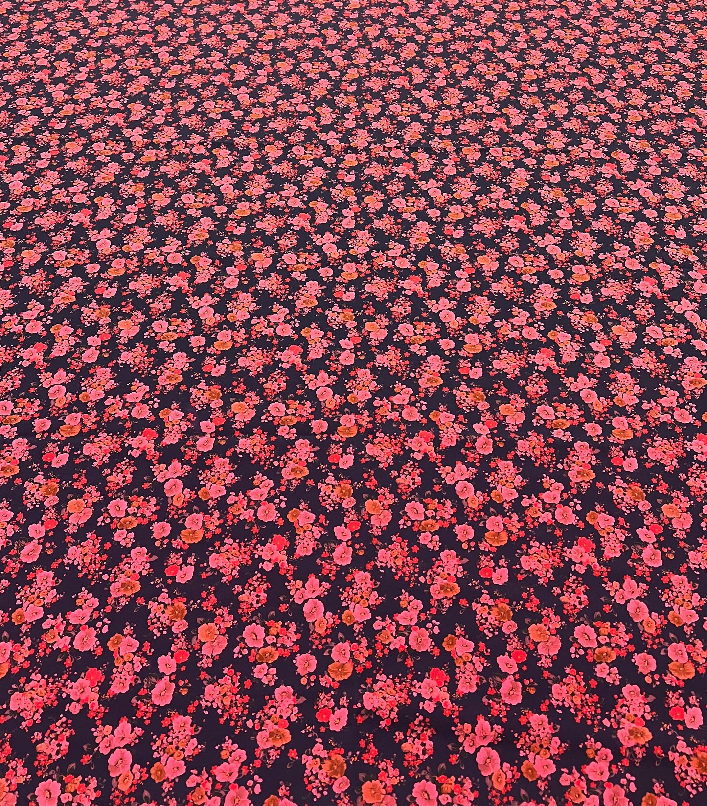 Purple Ditsy Floral Compact Crepe Fabric 2 Way Stretch
