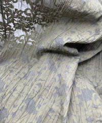Khaki Floral Crinkled Lightweight Non Stretch Woven Fabric