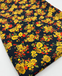 Yellow Ditsy Floral Lightweight Crepe Fabric 155GSM Non Stretch