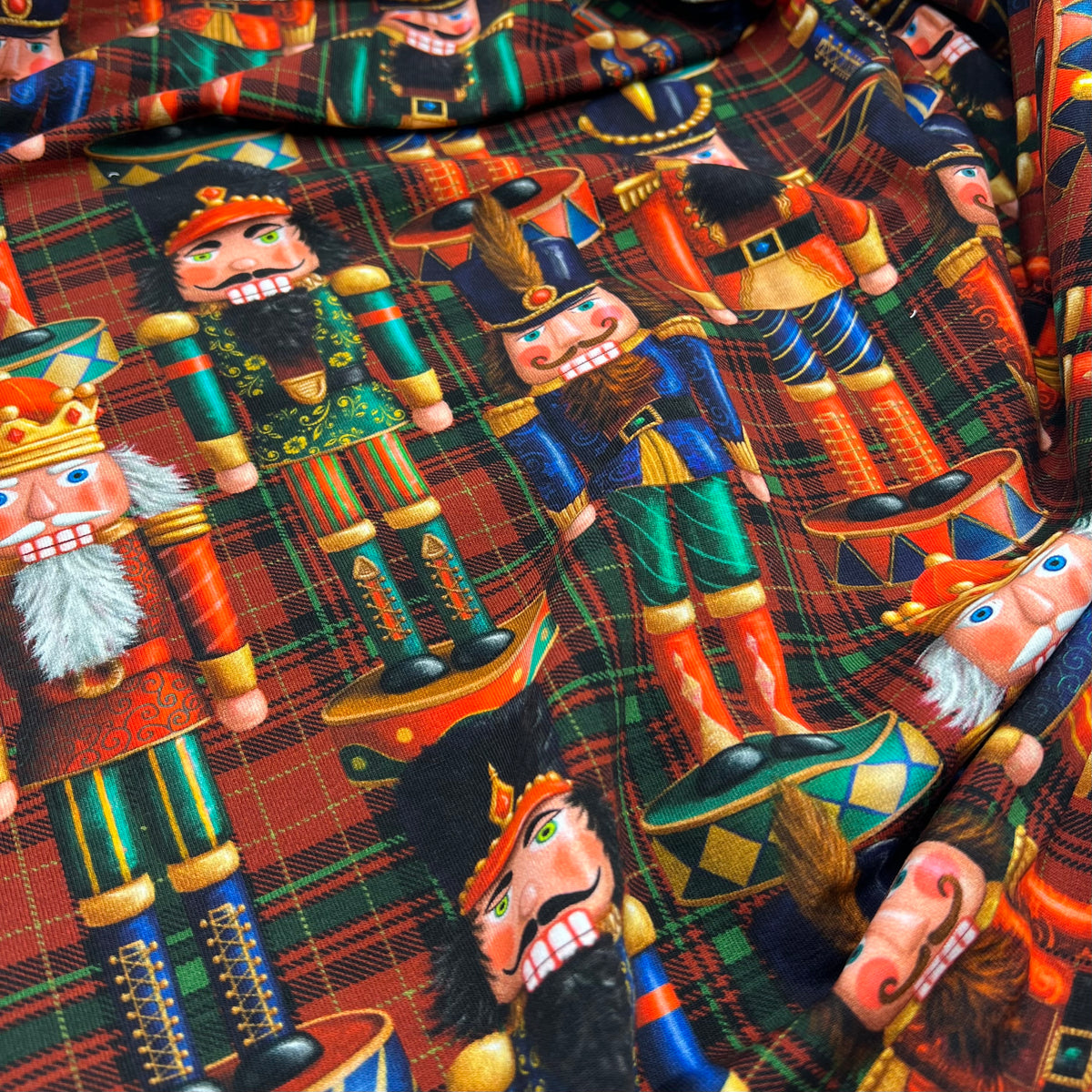 Festive Nutcracker French Terry Loopback Cotton Jersey Lycra 4 Way Stretch