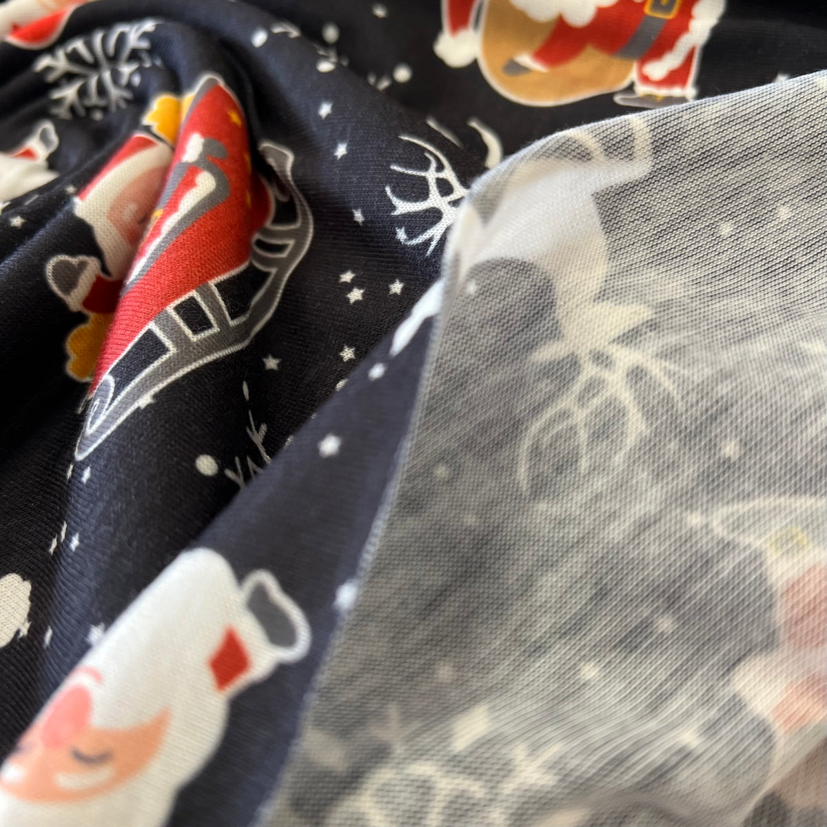 Santa Snowflake Print Soft Spun Poly Stretch Fabric