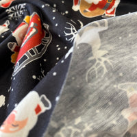 Santa Snowflake Print Soft Spun Poly Stretch Fabric