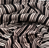 Nude Brown Knitted Horizontal Stripe 2 Way Stretch Fabric