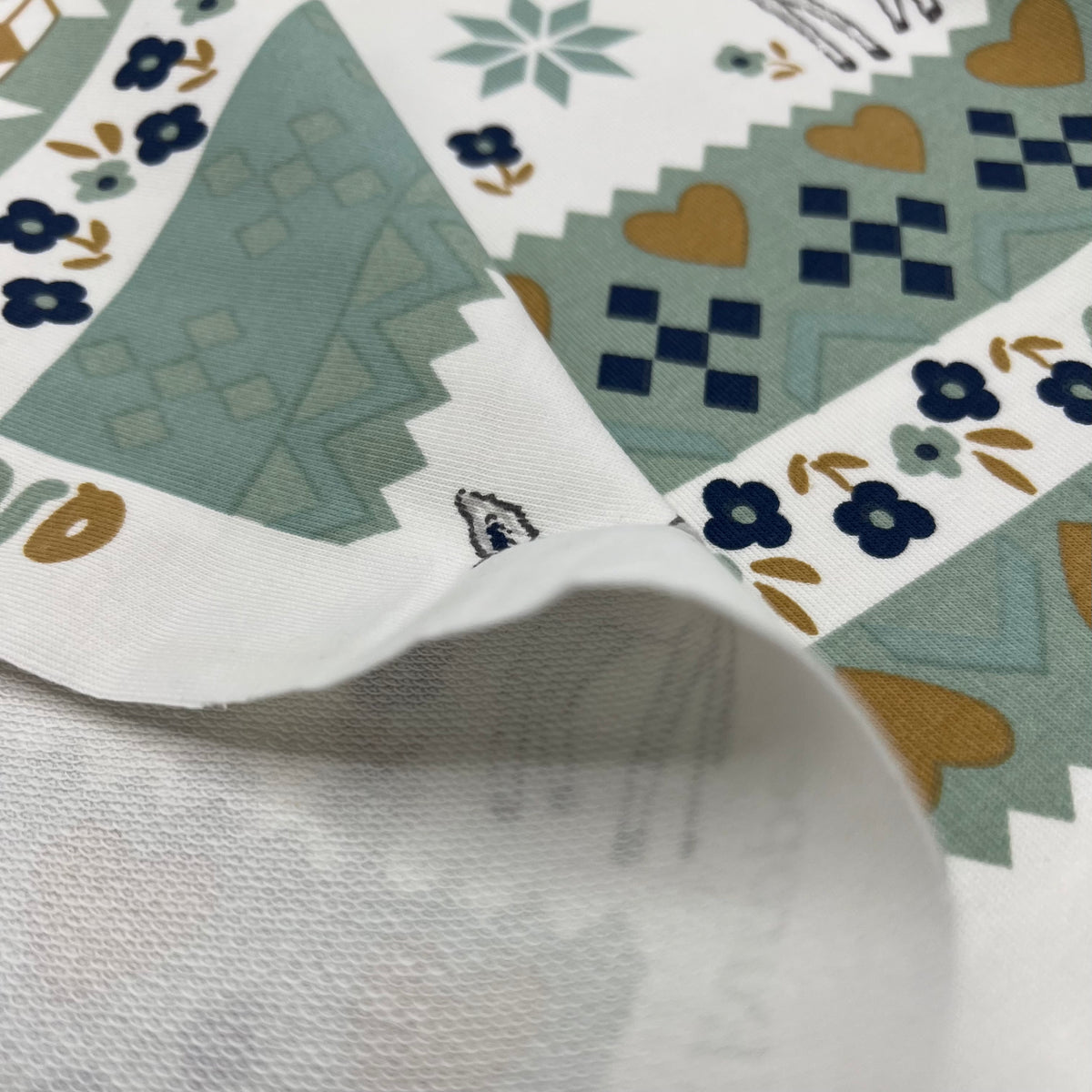 Mint Deer French Terry Loopback Cotton Jersey Lycra 4 Way Stretch