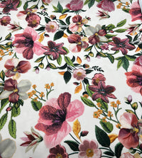 Floral Printed Plain Scuba 4 Way Stretch Jersey Fabric