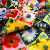 Flower Grid Cuddle Fleece Fabric Blanket Loungewear