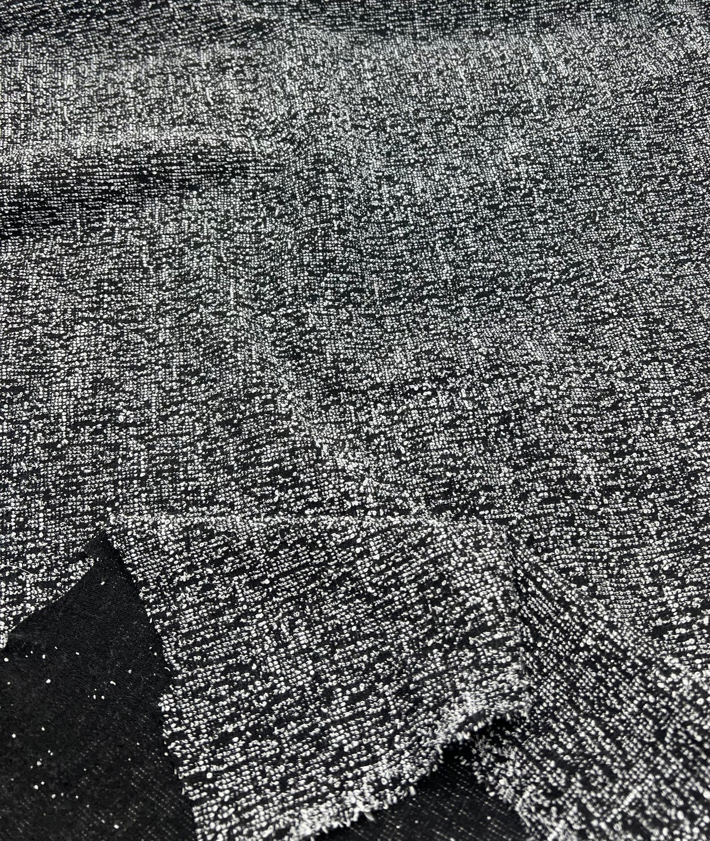 Black Grey Slubbed Knit Textured Stretch Fabric