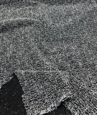 Black Grey Slubbed Knit Textured Stretch Fabric